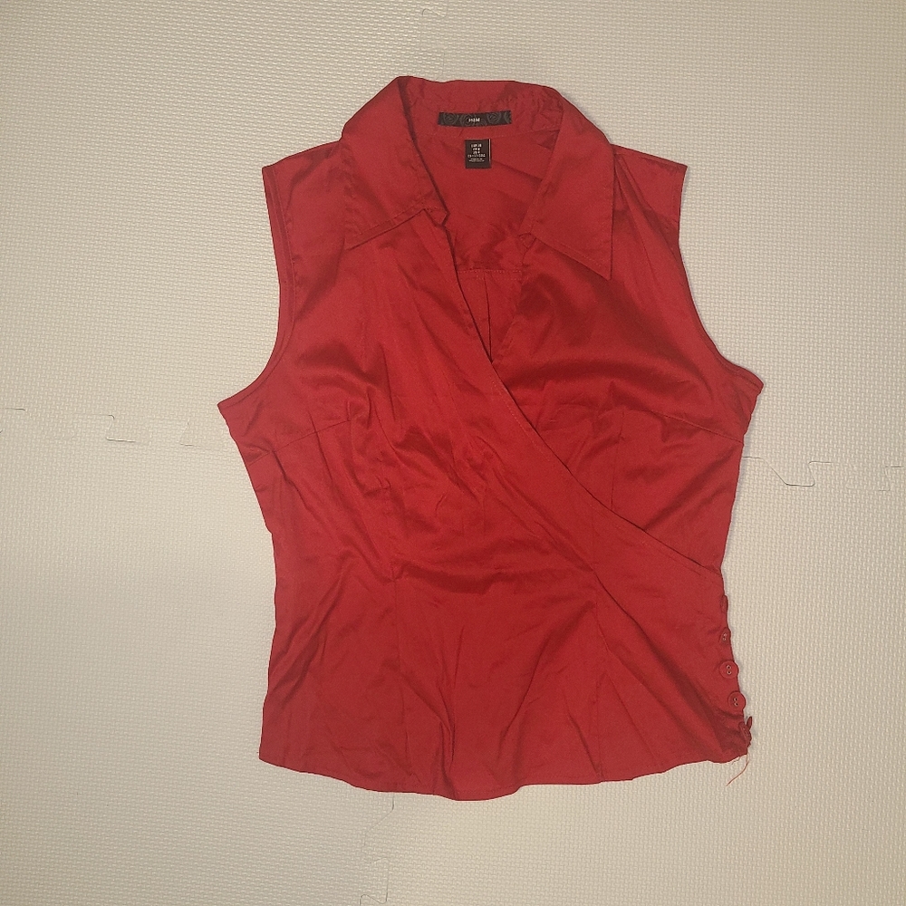 H&M Sleeveless Blouse Red - Picture 1 of 7